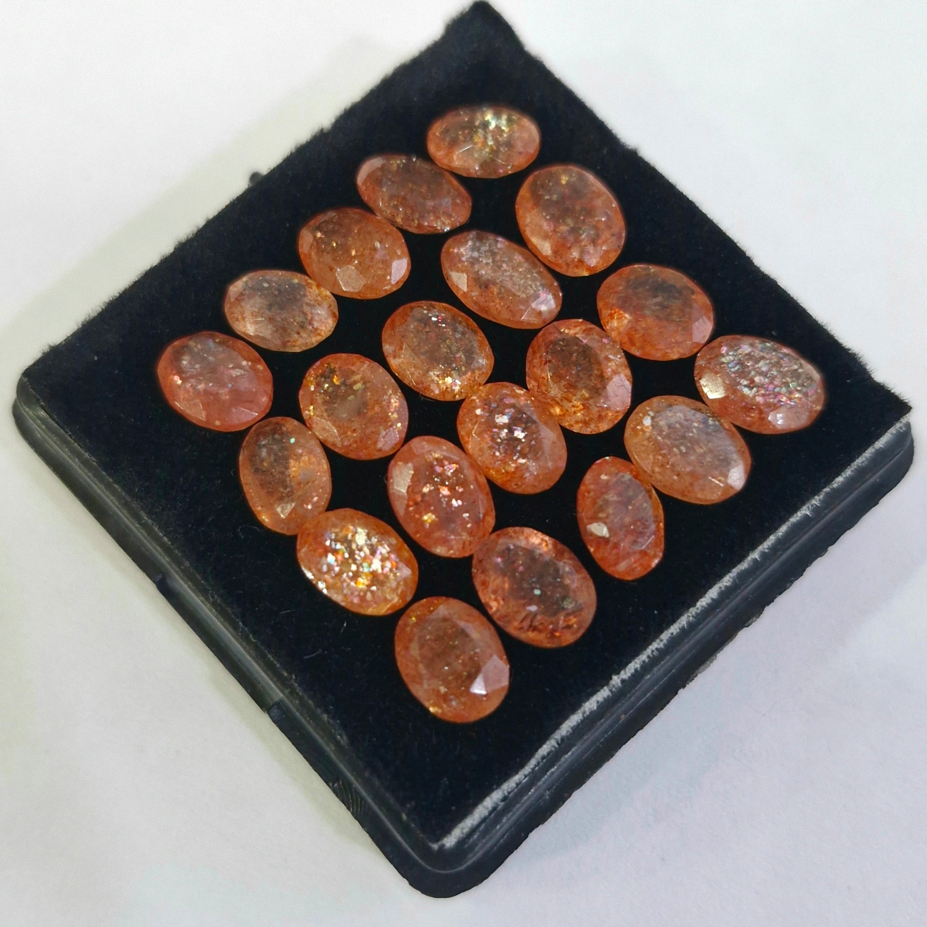 20 Pcs Natural Sunstone Faceted | Oval Shape | Size: 5-7mm - The LabradoriteKing