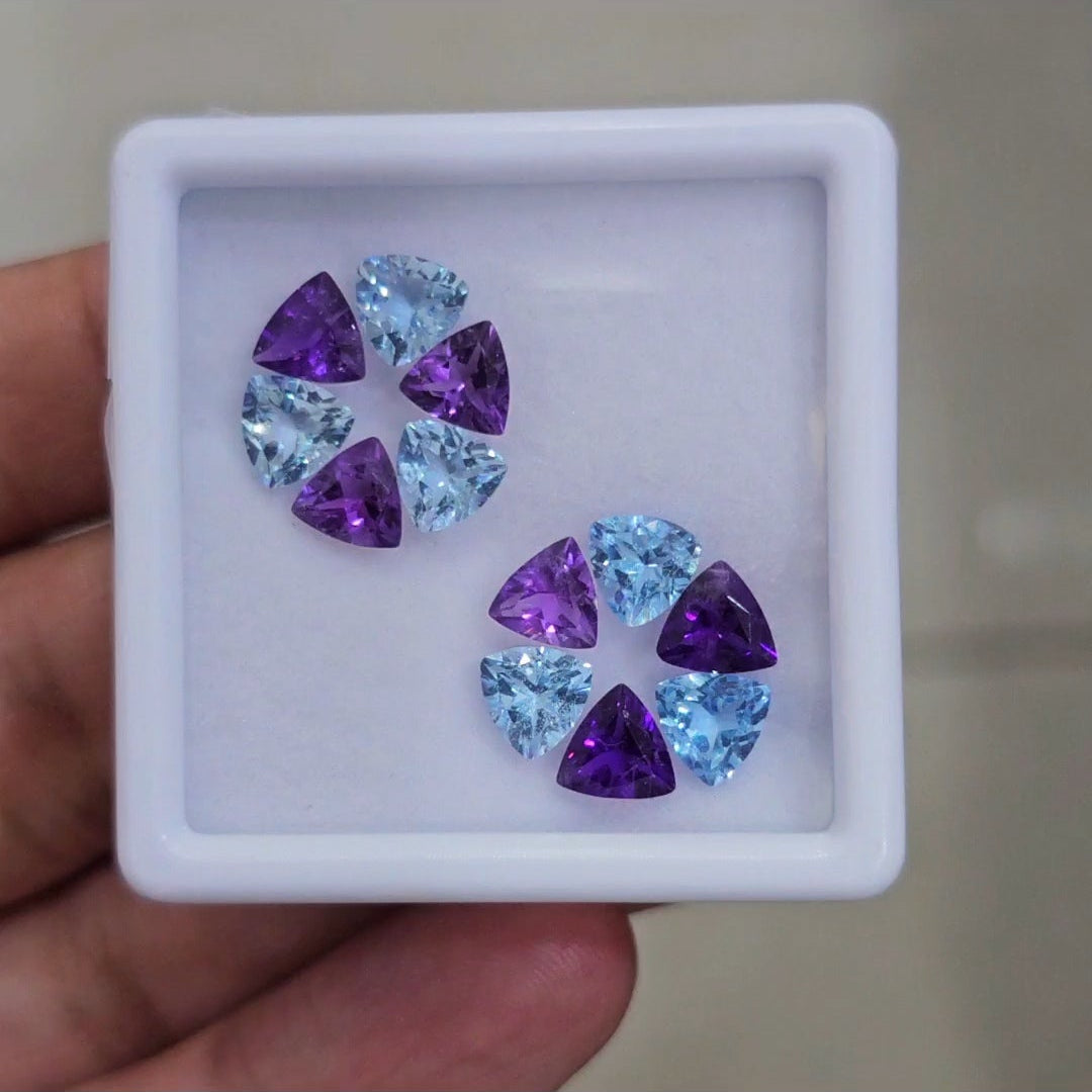 12 Pcs Of Natural Amethyst Faceted | Shape: Trillion | Size: 6mm