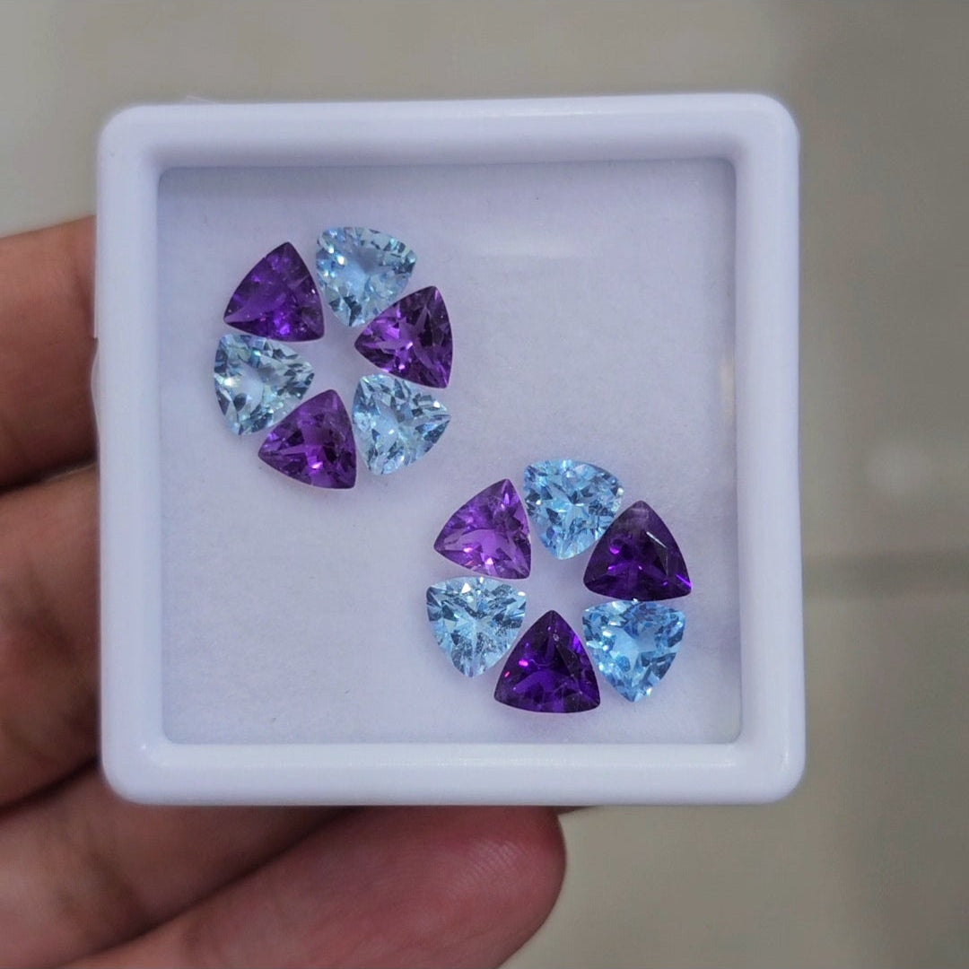 12 Pcs Of Natural Amethyst Faceted | Shape: Trillion | Size: 6mm