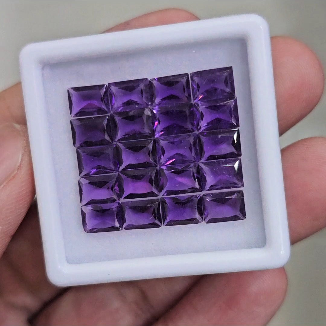 20 Pcs Of Natural Amethyst Faceted | Shape: Rectangle | Size: 7x5mm