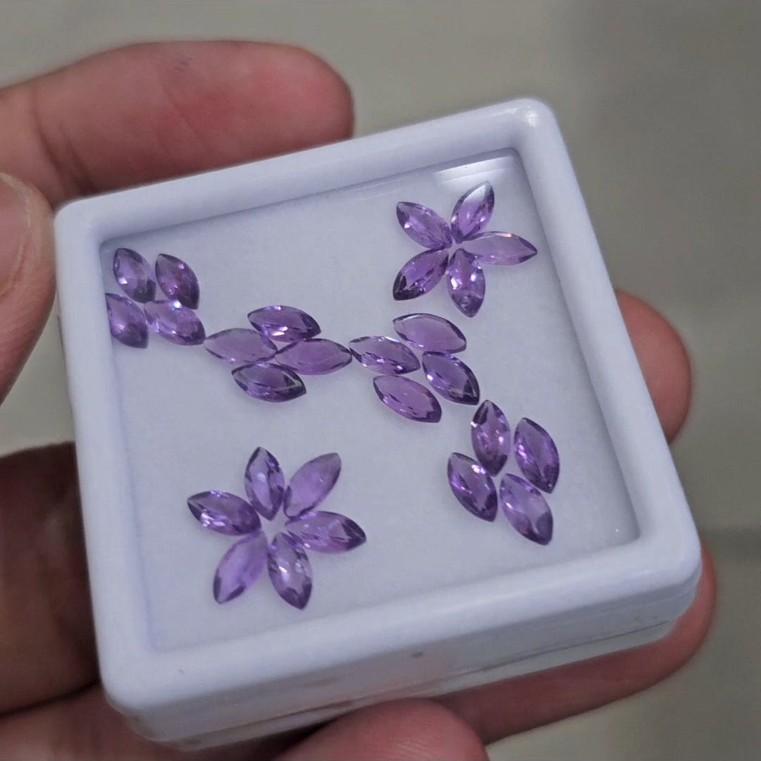 27 Pcs Of Natural Amethyst Faceted | Shape: Marquise | Size: 6x3mm