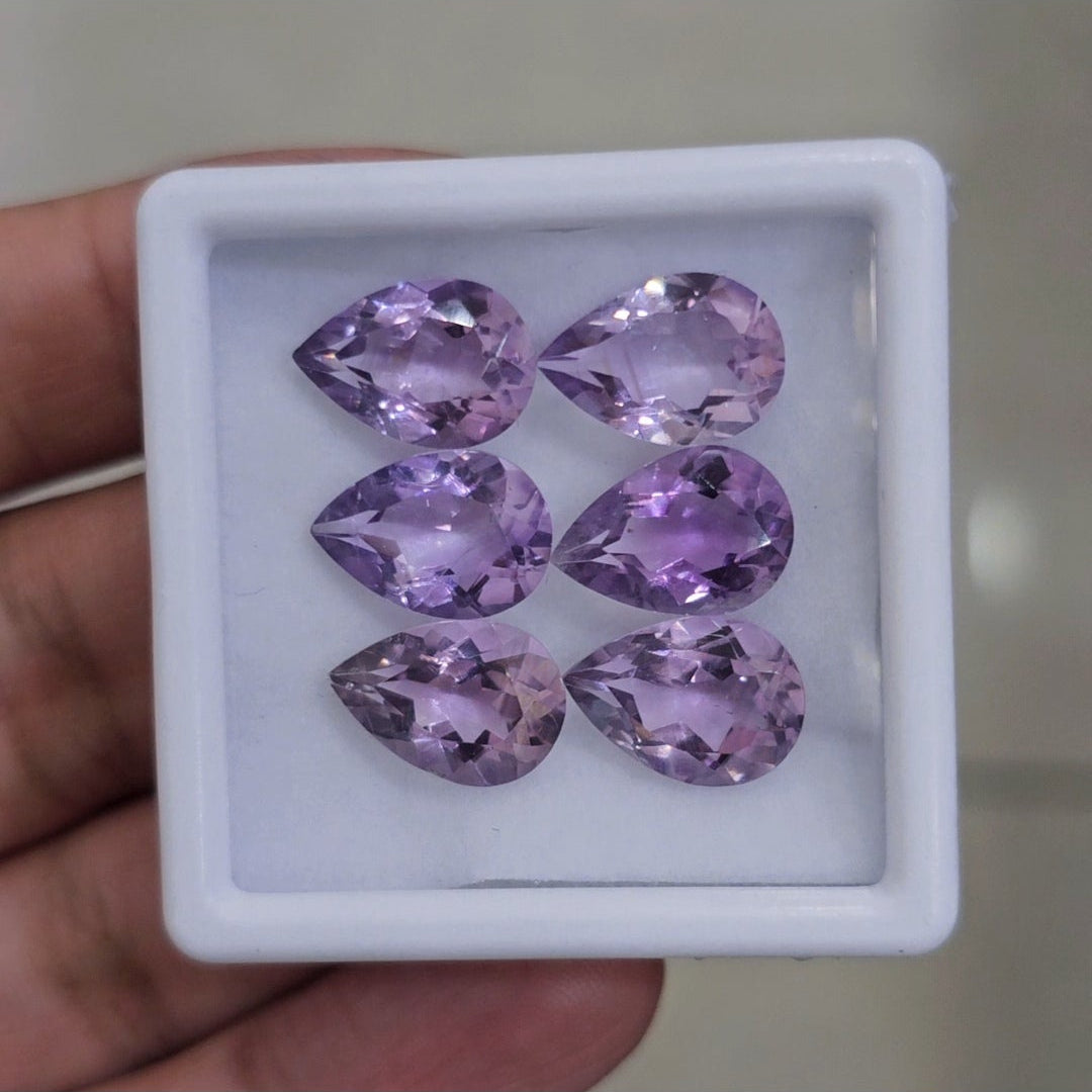 6 Pcs Of Natural Amethyst Faceted | Shape: Pear | Size: 13x9mm