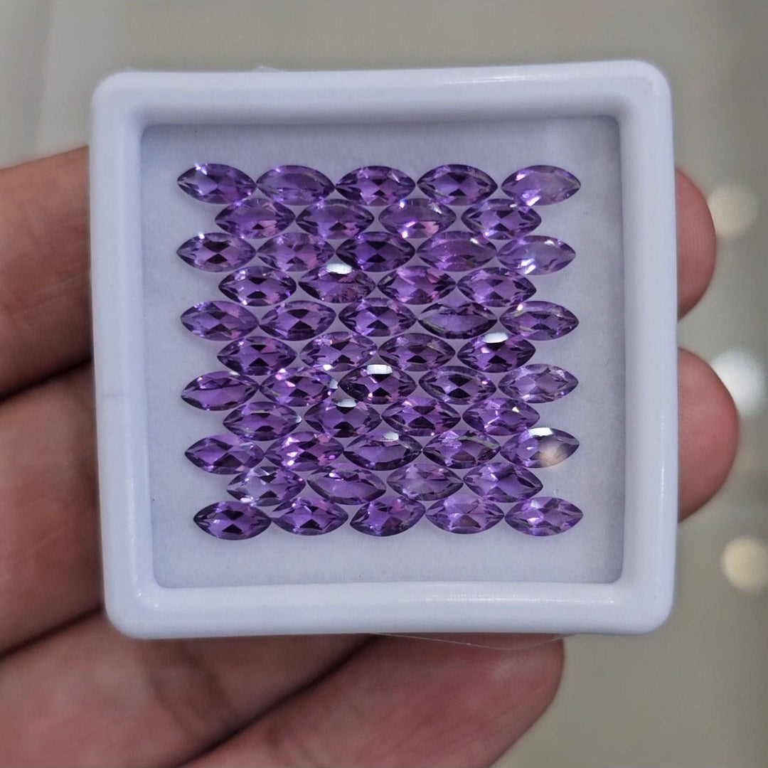 50Pcs Of Natural Amethyst Faceted | Shape: Marquise | Size: 6-3mm