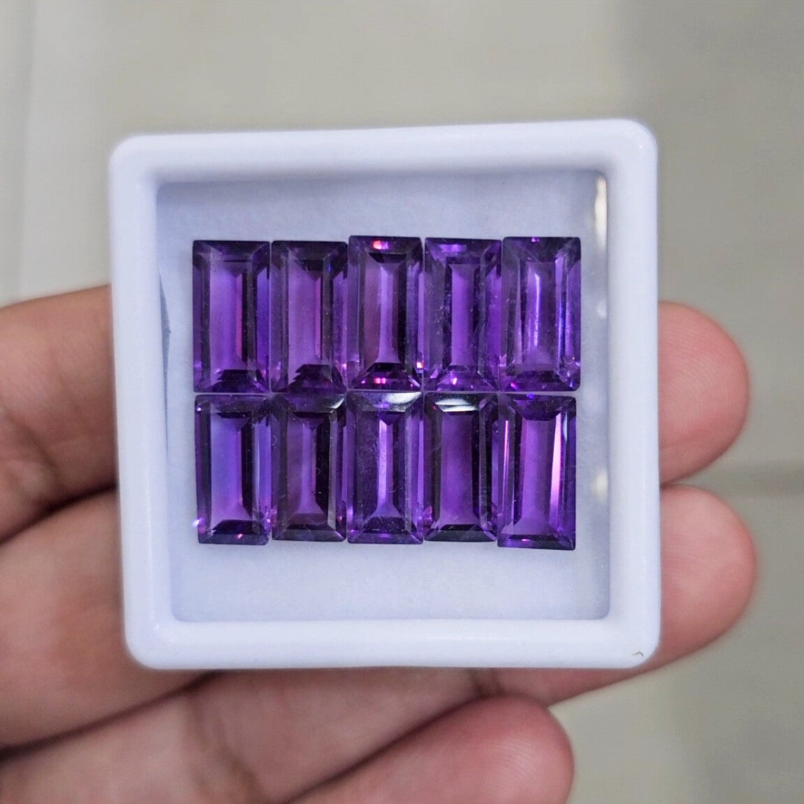 10Pcs Of Natural Amethyst Faceted | Shape: Rectangle | Size: 6-12mm