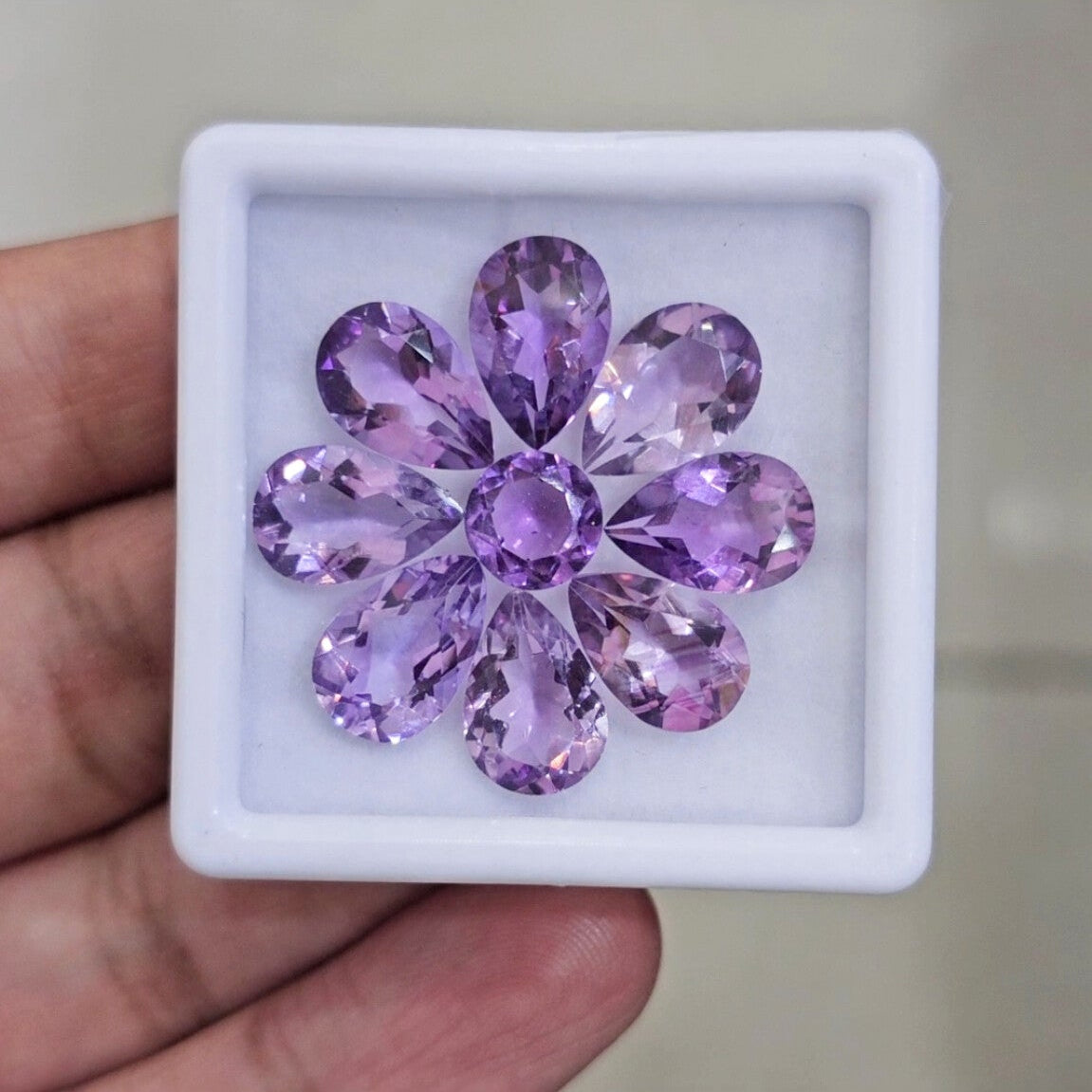 9Pcs Of Natural Amethyst Faceted | Shape: Pear & Round | Size: 8-12mm