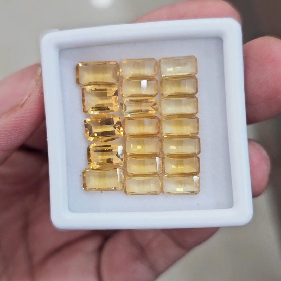 19Pcs Of Natural Citrine Mix Cut | Rectangle | Size: 8-9mm