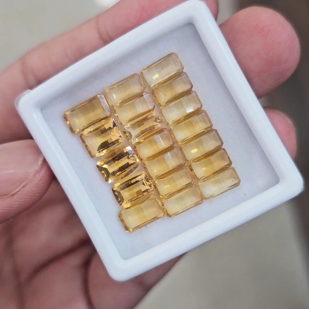 19Pcs Of Natural Citrine Mix Cut | Rectangle | Size: 8-9mm