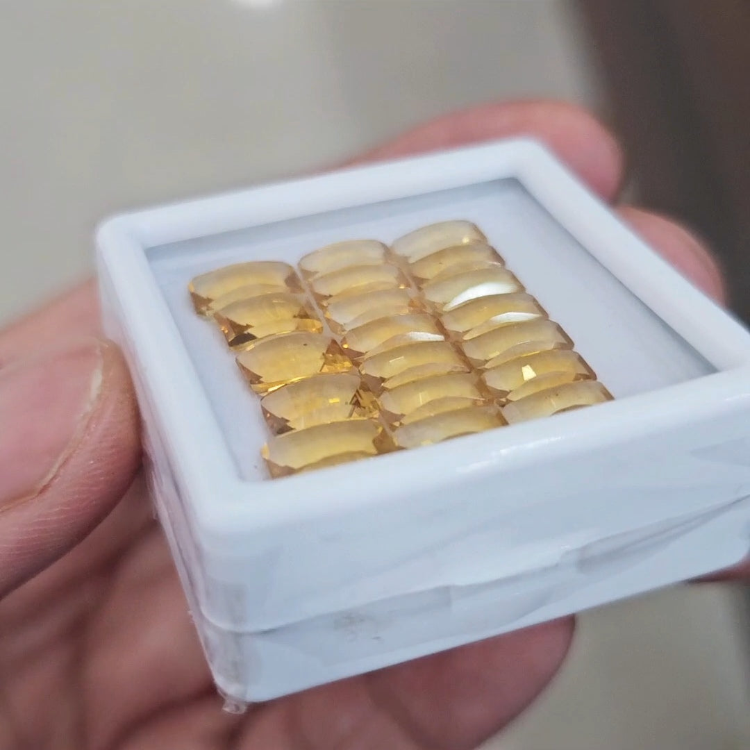 19Pcs Of Natural Citrine Mix Cut | Rectangle | Size: 8-9mm