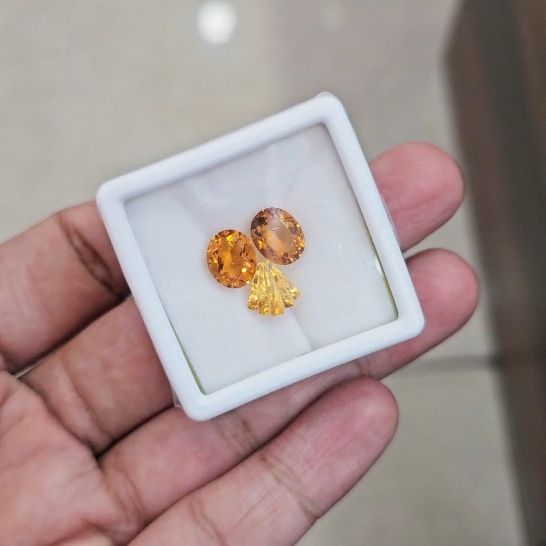 3Pcs Of Natural Citrine Mix Cut | Shape: Mix | Size: 9-10mm