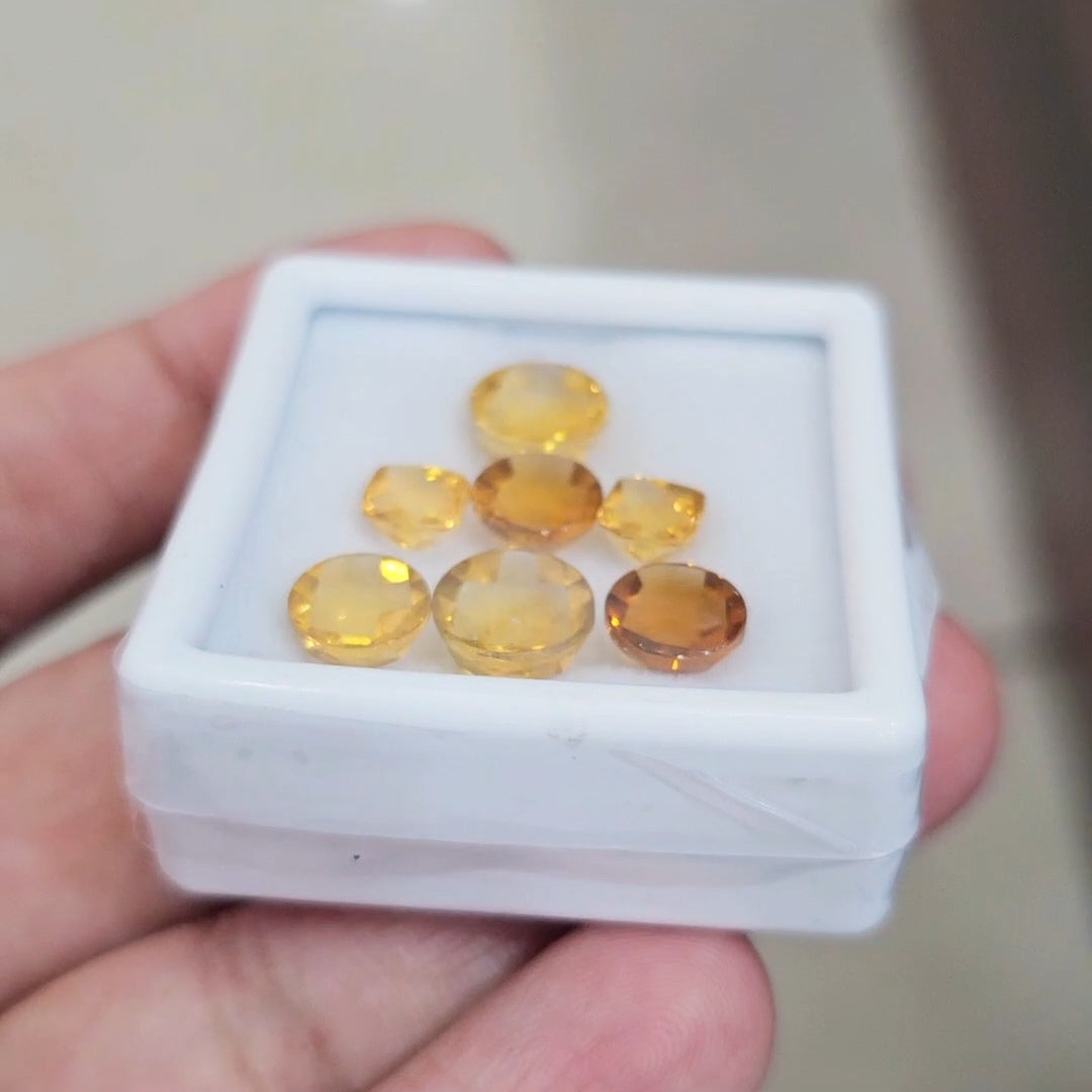 7Pcs Of Natural Citrine BuffTop | Mix Shape | Size: 6-9mm
