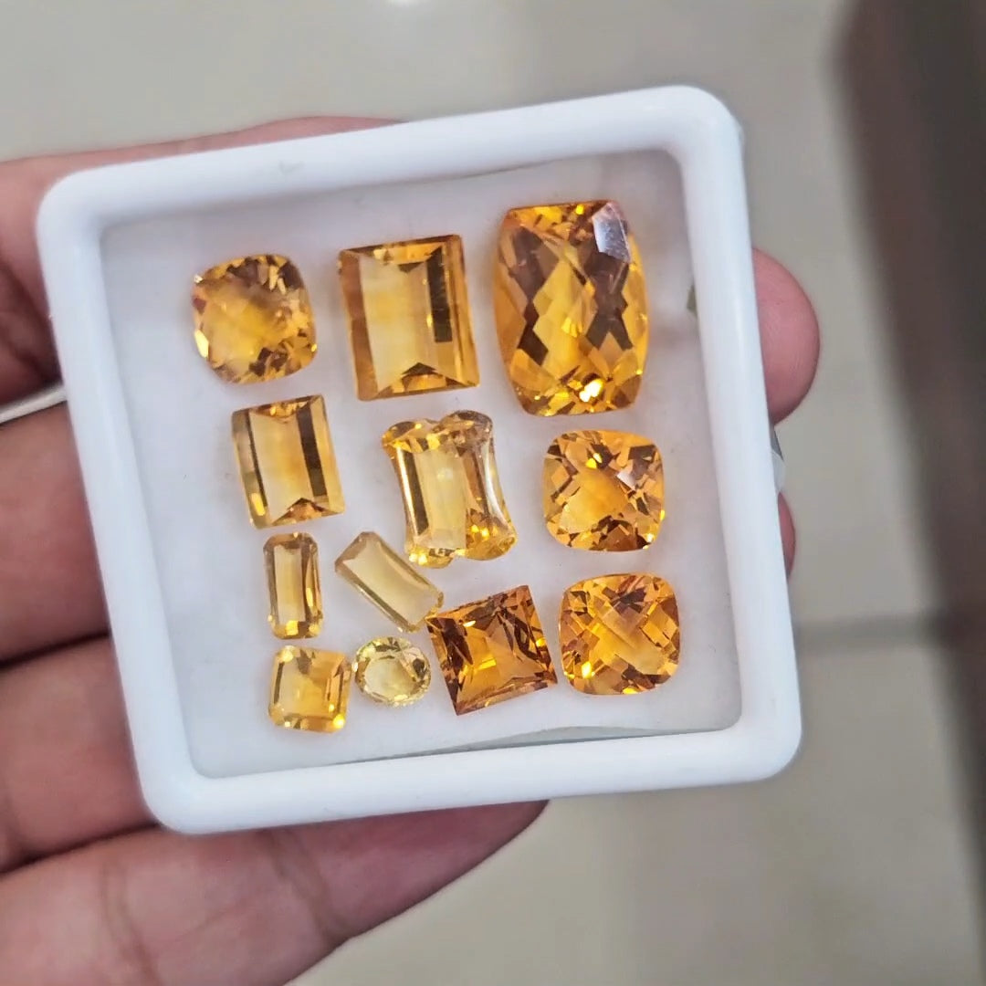 12Pcs Of Natural Citrine Mix Cut | Shape: Mix | Size: 6-15mm