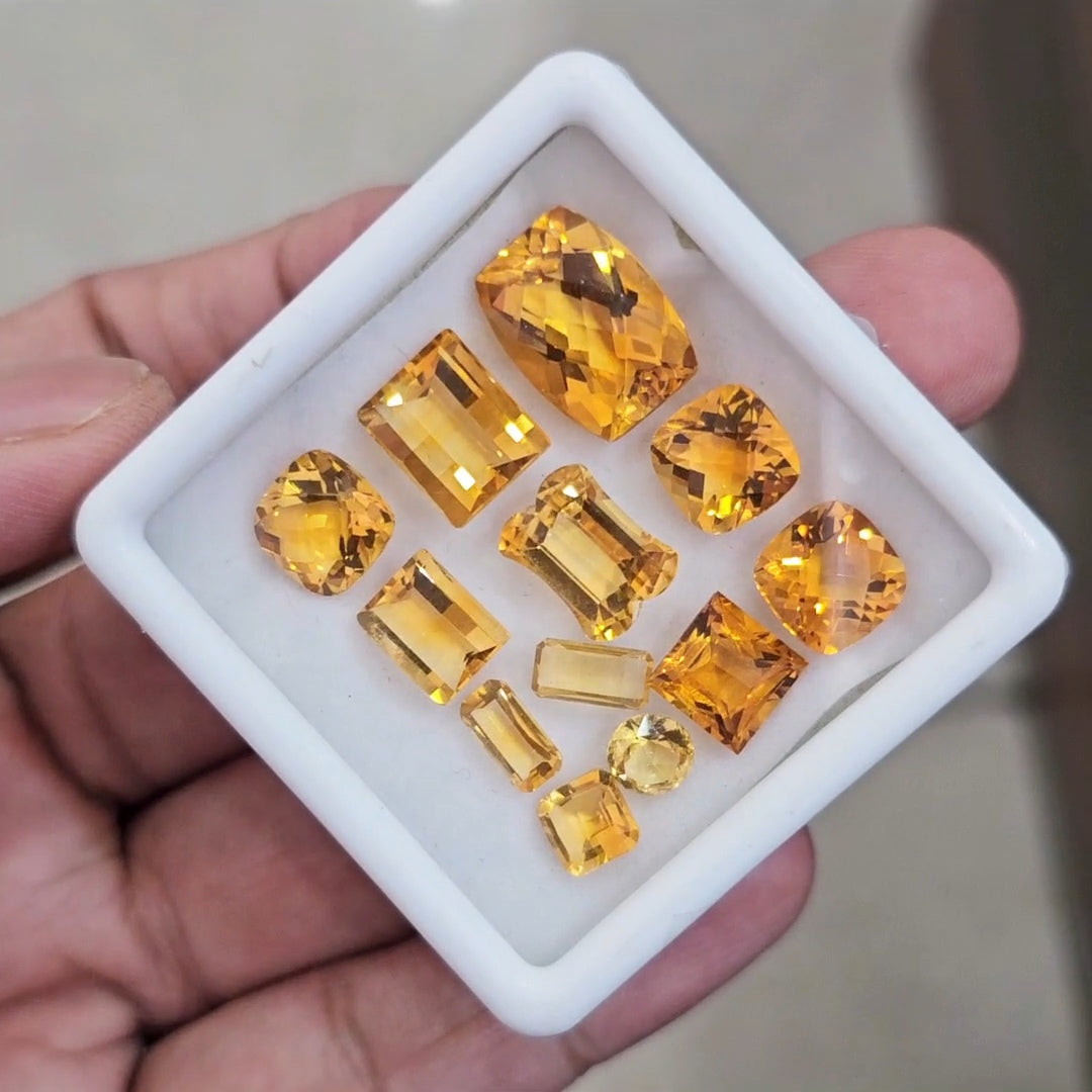 12Pcs Of Natural Citrine Mix Cut | Shape: Mix | Size: 6-15mm