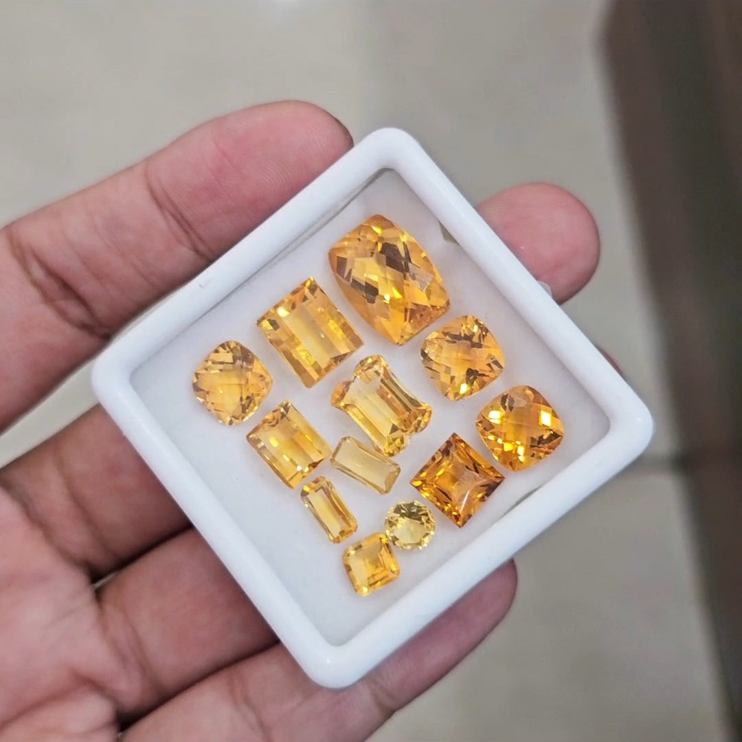 12Pcs Of Natural Citrine Mix Cut | Shape: Mix | Size: 6-15mm