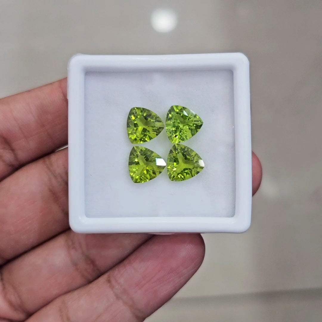 4 Pcs of Natural Peridot Faceted | Treillion | Size: 8mm