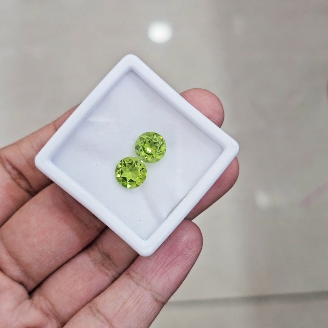 2 Pcs of Natural Peridot Faceted | Round | Size: 9mm