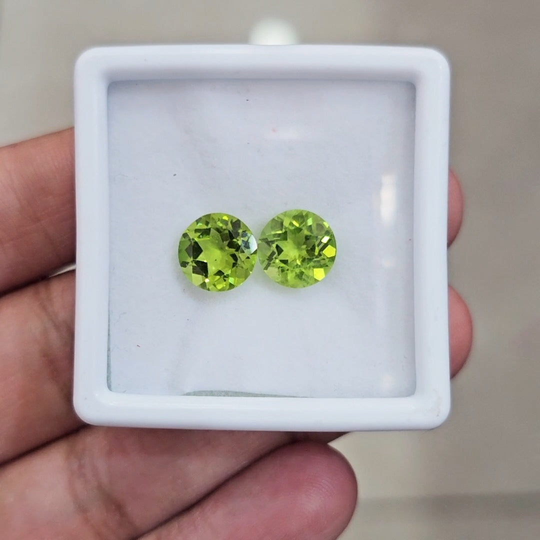 2 Pcs of Natural Peridot Faceted | Round | Size: 9mm