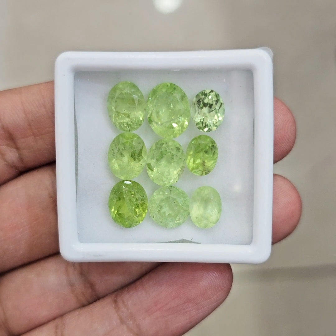 9 Pcs of Natural Peridot Faceted | Oval & Round | Size: 8-11mm