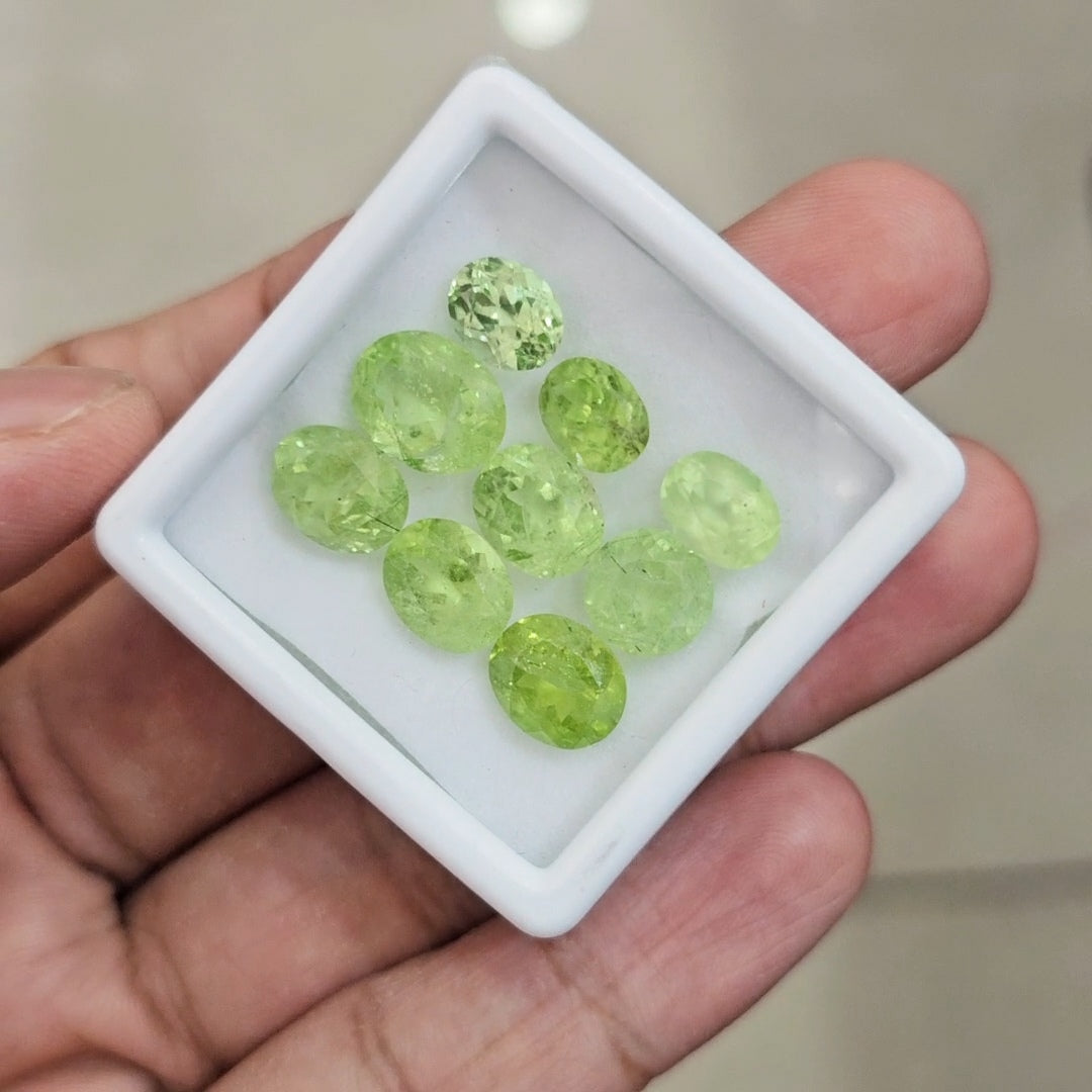 9 Pcs of Natural Peridot Faceted | Oval & Round | Size: 8-11mm