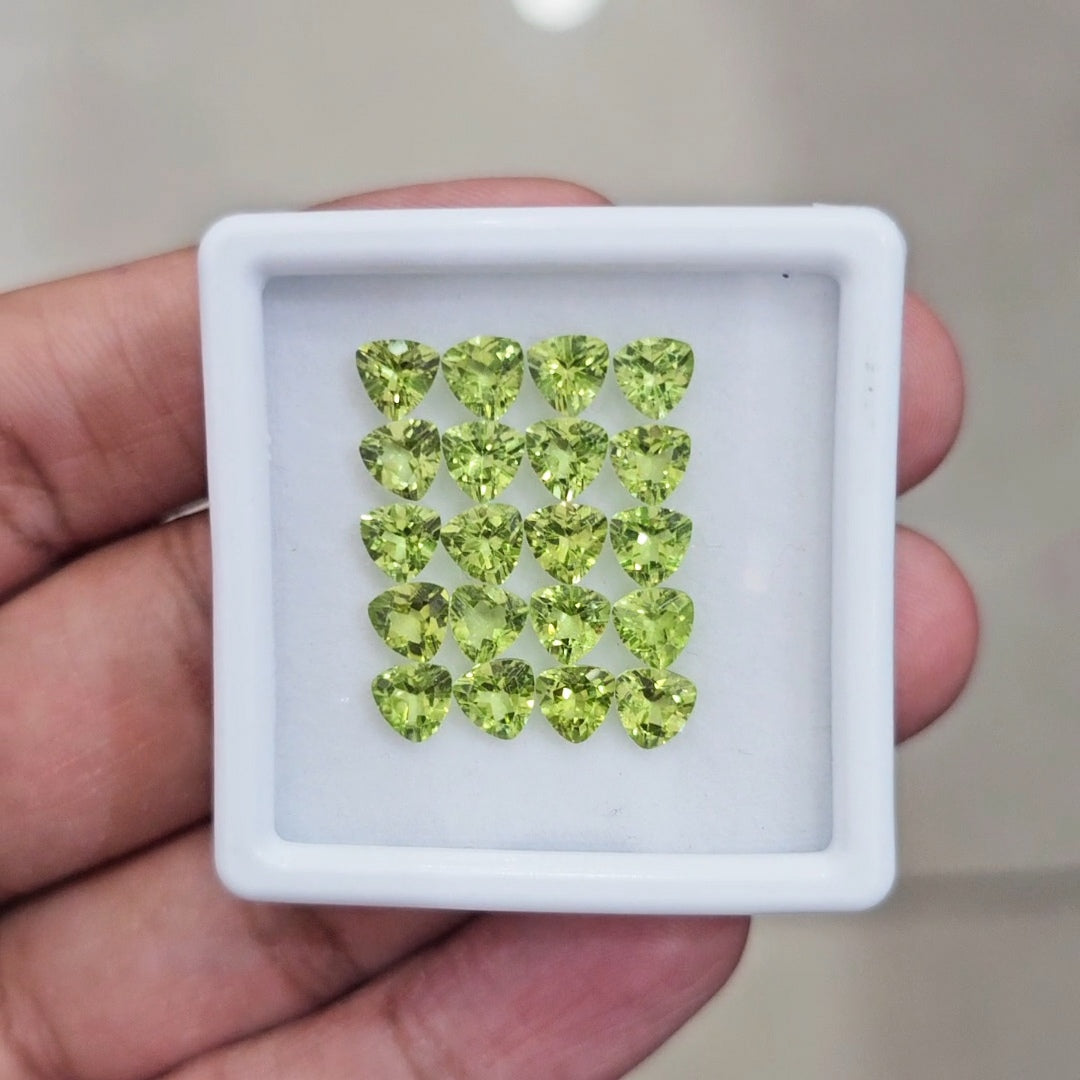 20 Pcs of Natural Peridot Faceted | Trillion | Size: 5mm