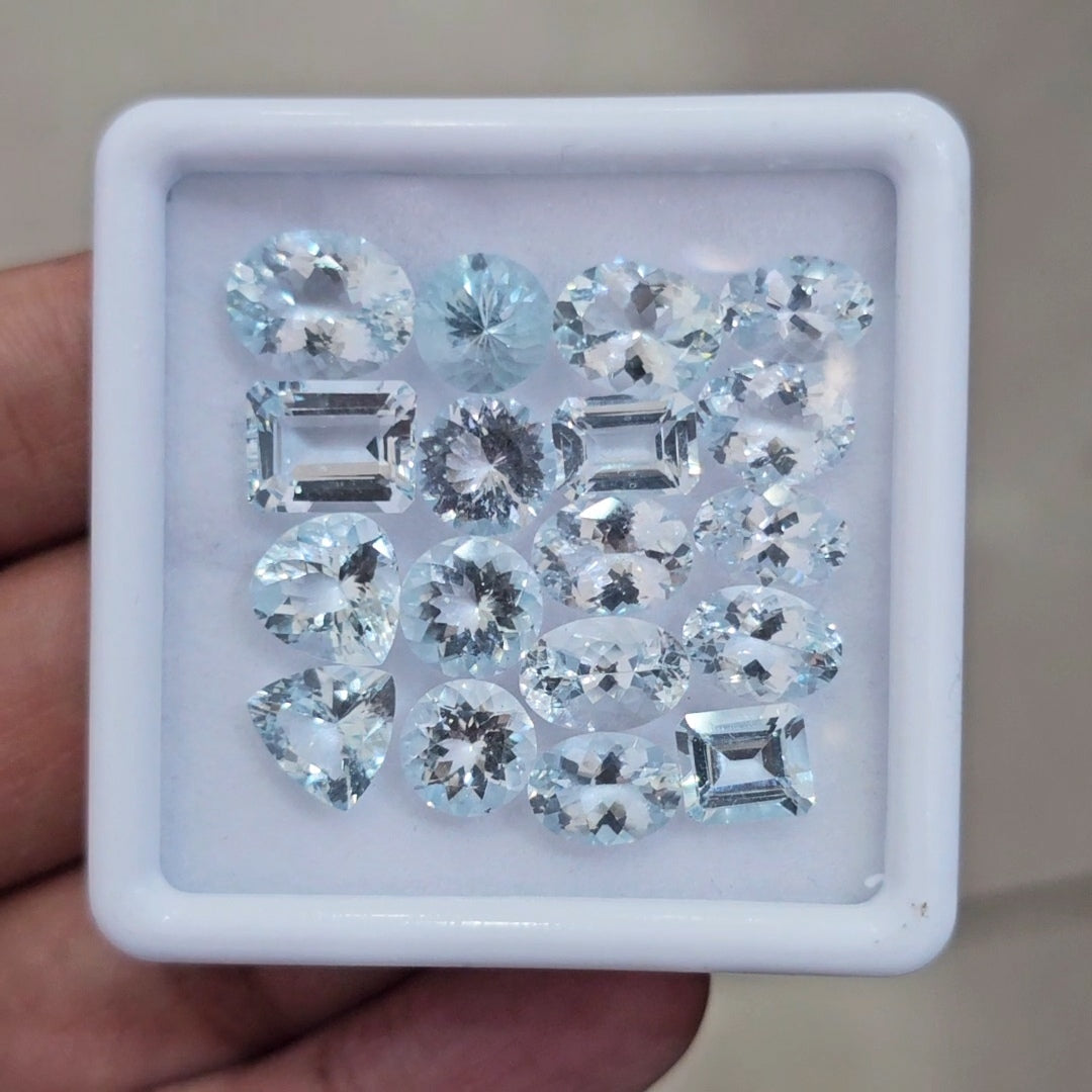20 Pcs of Natural Aquamarine Faceted | Mix | Size:8-11mm