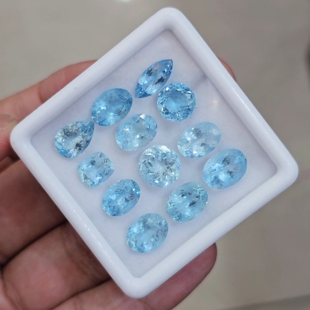 12 Pcs of Natural Aquamarine Faceted | Mix | Size:8-12mm