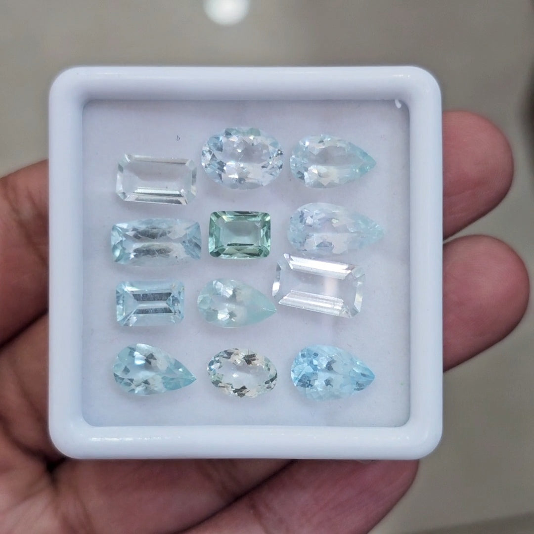 12 Pcs of Natural Aquamarine Faceted | Mix | Size:8-12mm