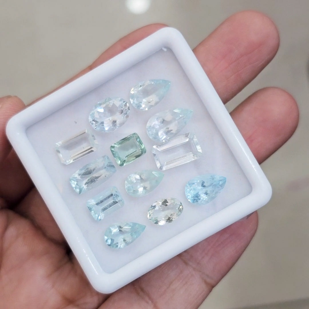 12 Pcs of Natural Aquamarine Faceted | Mix | Size:8-12mm