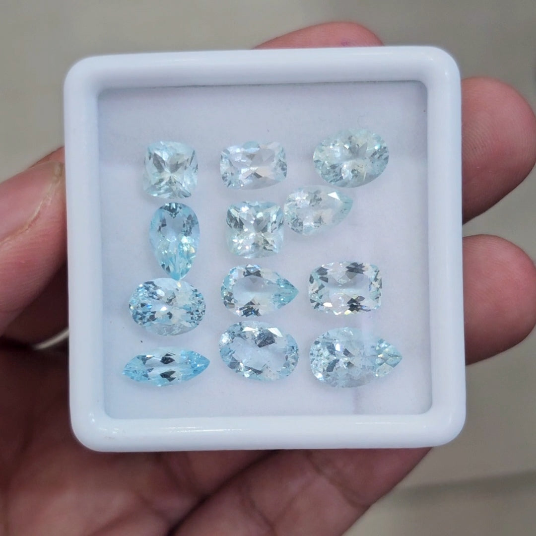 12 Pcs of Natural Aquamarine Faceted | Mix | Size:7-12mm