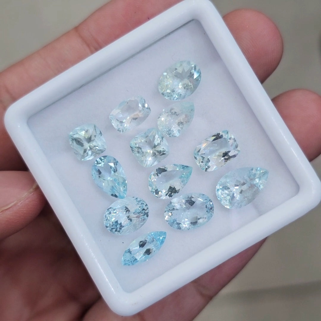 12 Pcs of Natural Aquamarine Faceted | Mix | Size:7-12mm