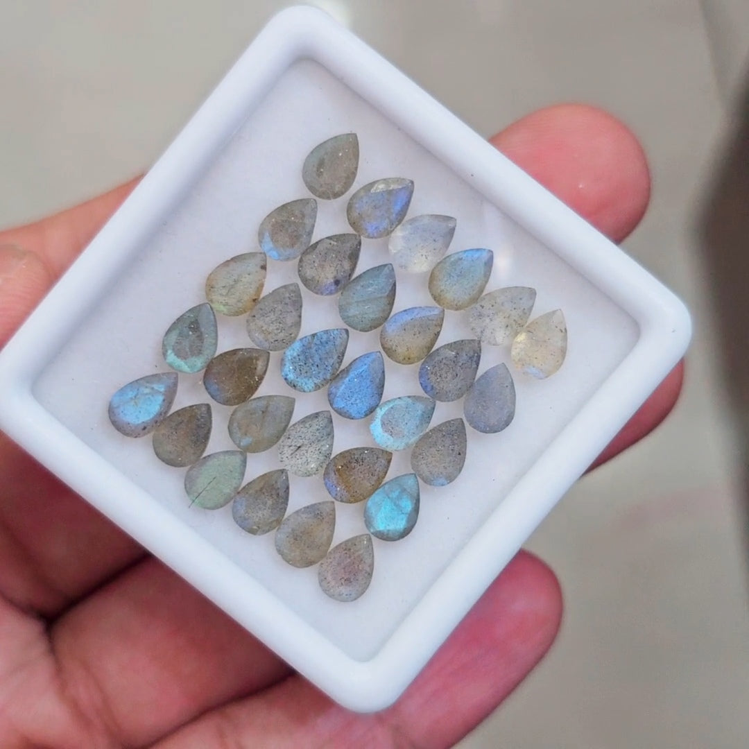 30 Pcs of Natural Labradorite Faceted | Pear | Size:5-7mm
