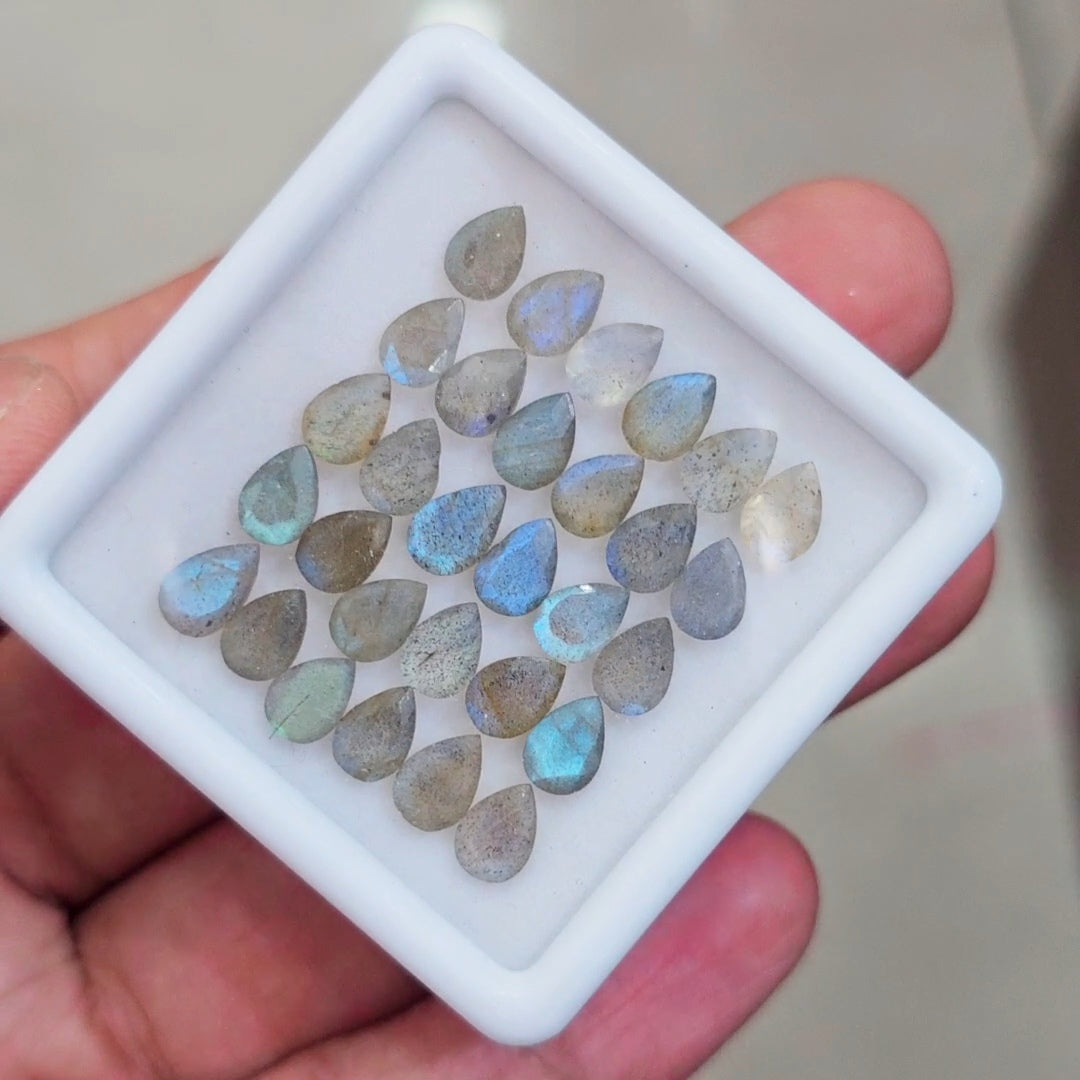 30 Pcs of Natural Labradorite Faceted | Pear | Size:5-7mm