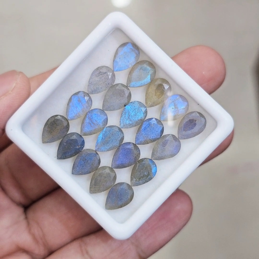 20 Pcs of Natural Labradorite Faceted | Pear | Size:7-10mm