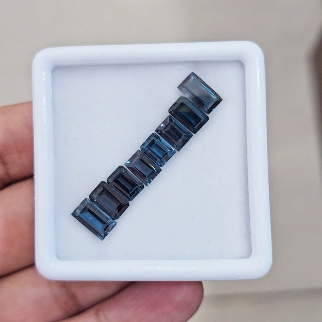 8 Pcs of Natural London Blue Topaz Faceted | Rectangle | Size: 7-9mm