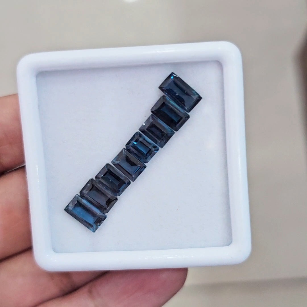 8 Pcs of Natural London Blue Topaz Faceted | Rectangle | Size: 7-9mm
