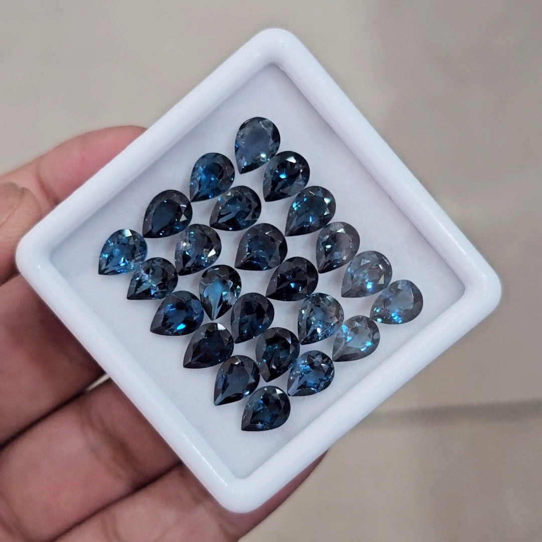 24 Pcs of Natural London Blue Topaz Faceted | Pear | Size: 8x6mm