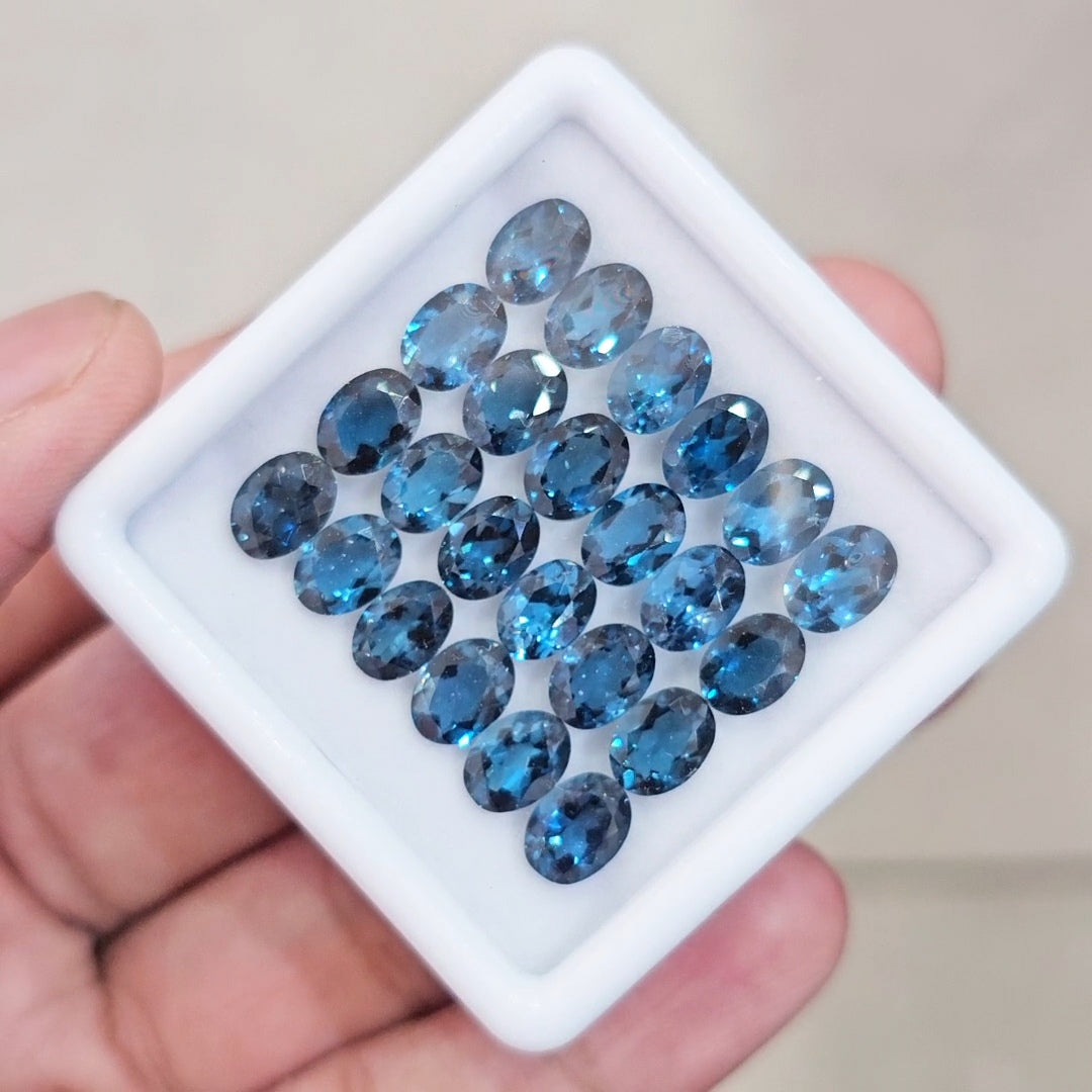 24 Pcs of Natural London Blue Topaz Faceted | Oval | Size: 8x6mm