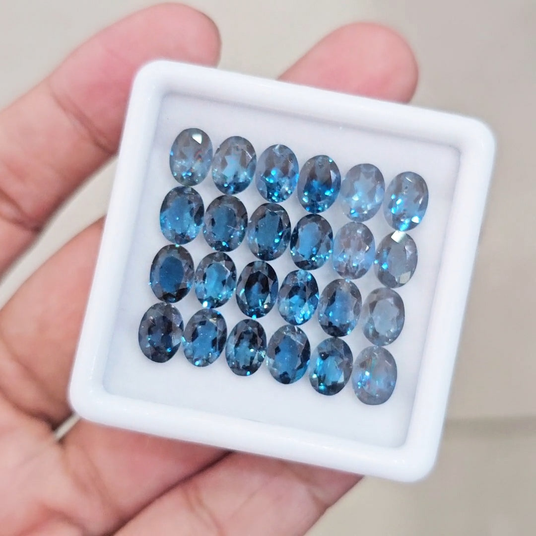 24 Pcs of Natural London Blue Topaz Faceted | Oval | Size: 8x6mm