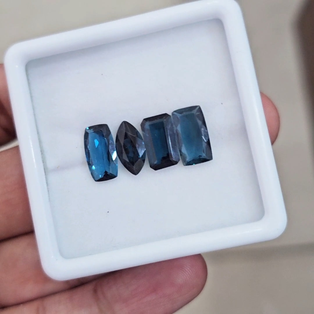 4 Pcs of Natural London Blue Topaz Faceted | Mix | Size: 12mm