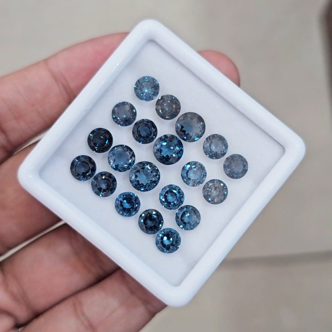 20 Pcs of Natural London Blue Topaz Faceted | Round | Size: 6-7mm