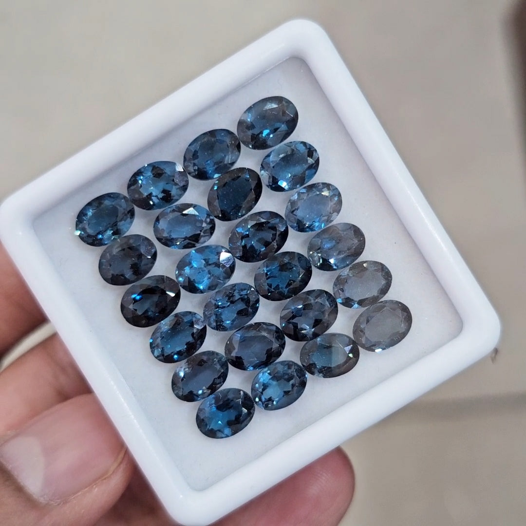 24 Pcs of Natural London Blue Topaz Faceted | Oval | Size: 8x6mm