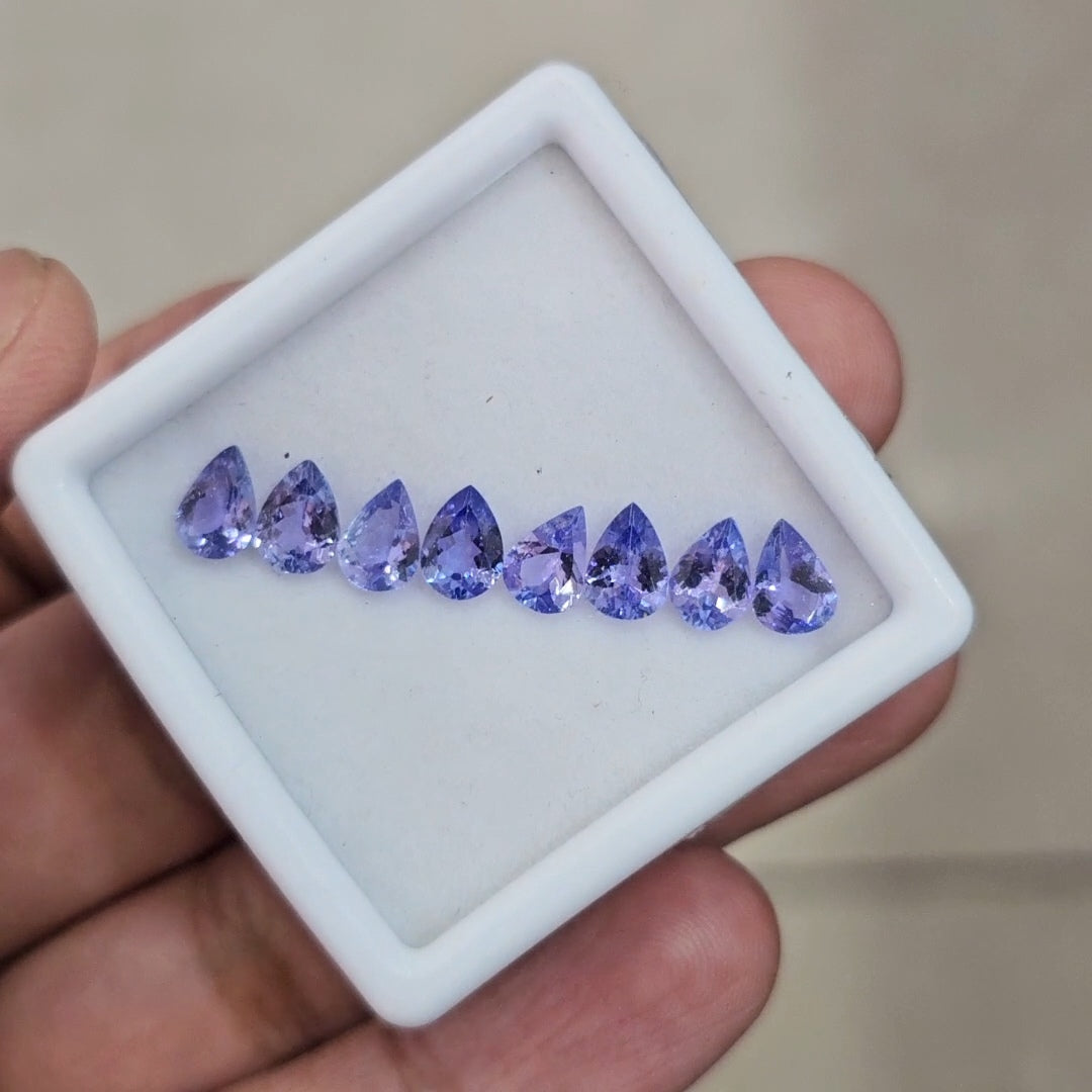8 Pcs of Natural Tanzanite Faceted | Pear | Size: 7x5mm