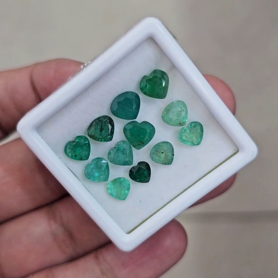 12 Pcs of Natural Emerald Faceted | Heart & Tear Drop | Size: 5-7mm