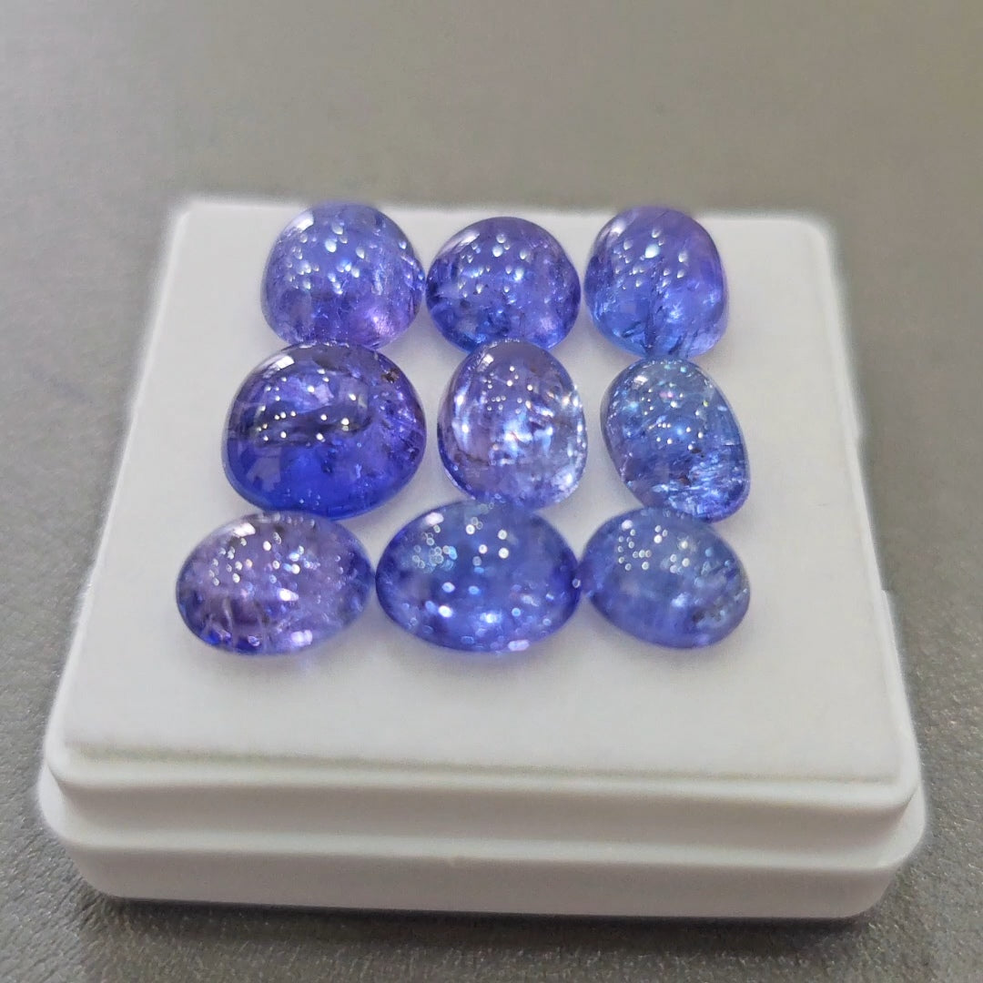 9 Pcs Natural Tanzanite Cabochons |8-11mm | Shape: Oval