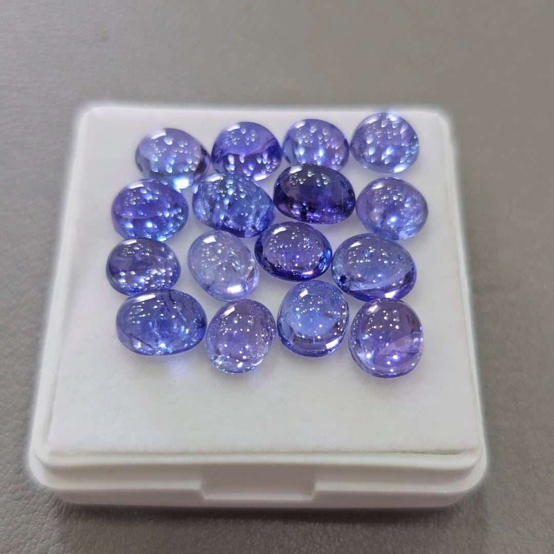 16 Pcs Natural Tanzanite Cabochons |6-8mm | Shape: Oval