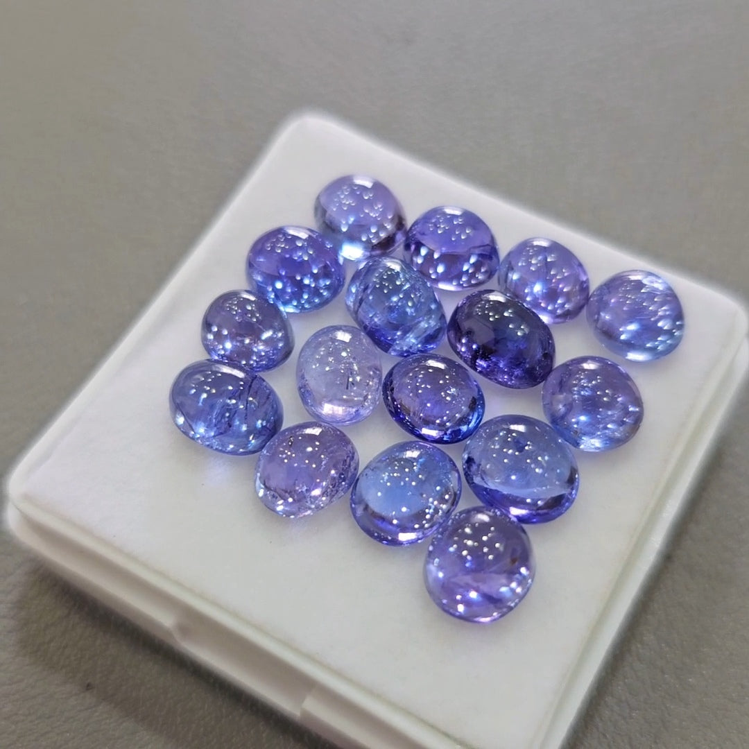 16 Pcs Natural Tanzanite Cabochons |6-8mm | Shape: Oval