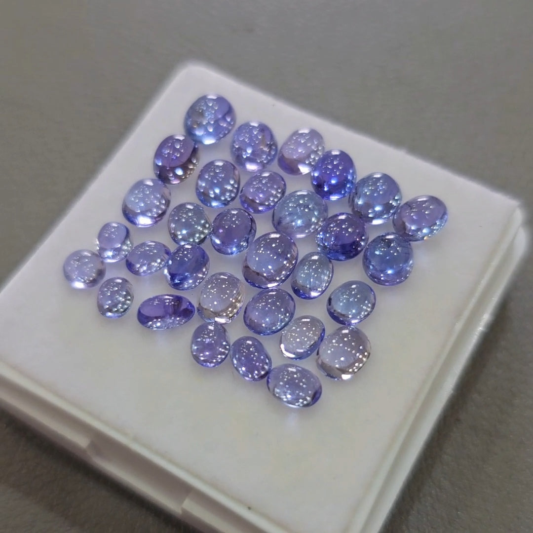 31 Pcs Natural Tanzanite Cabochons |4-6mm | Shape: Oval
