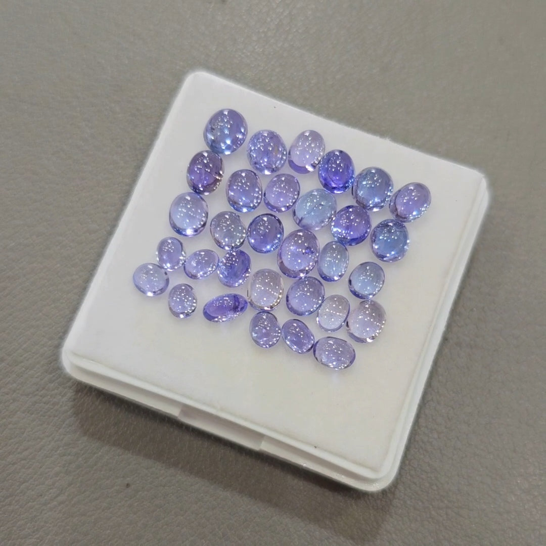 31 Pcs Natural Tanzanite Cabochons |4-6mm | Shape: Oval
