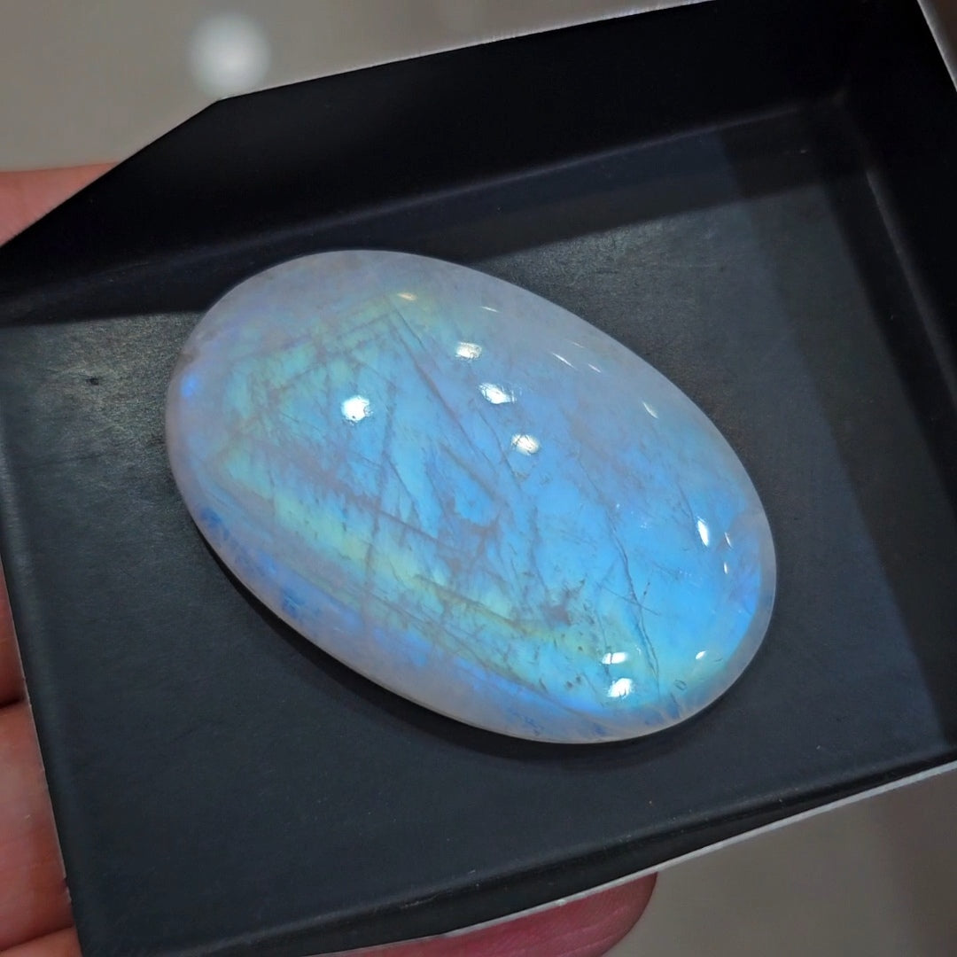 1 Pcs Natural Rainbow Moonstone Cabochons |30x45mm | Shape: Oval