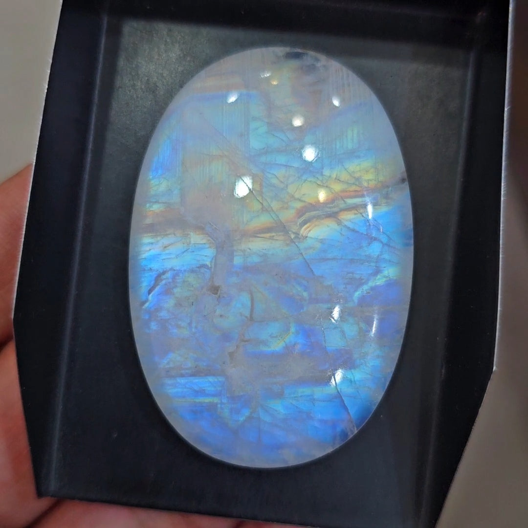 1 Pcs Natural Rainbow Moonstone Cabochons |36x54mm | Shape: Oval