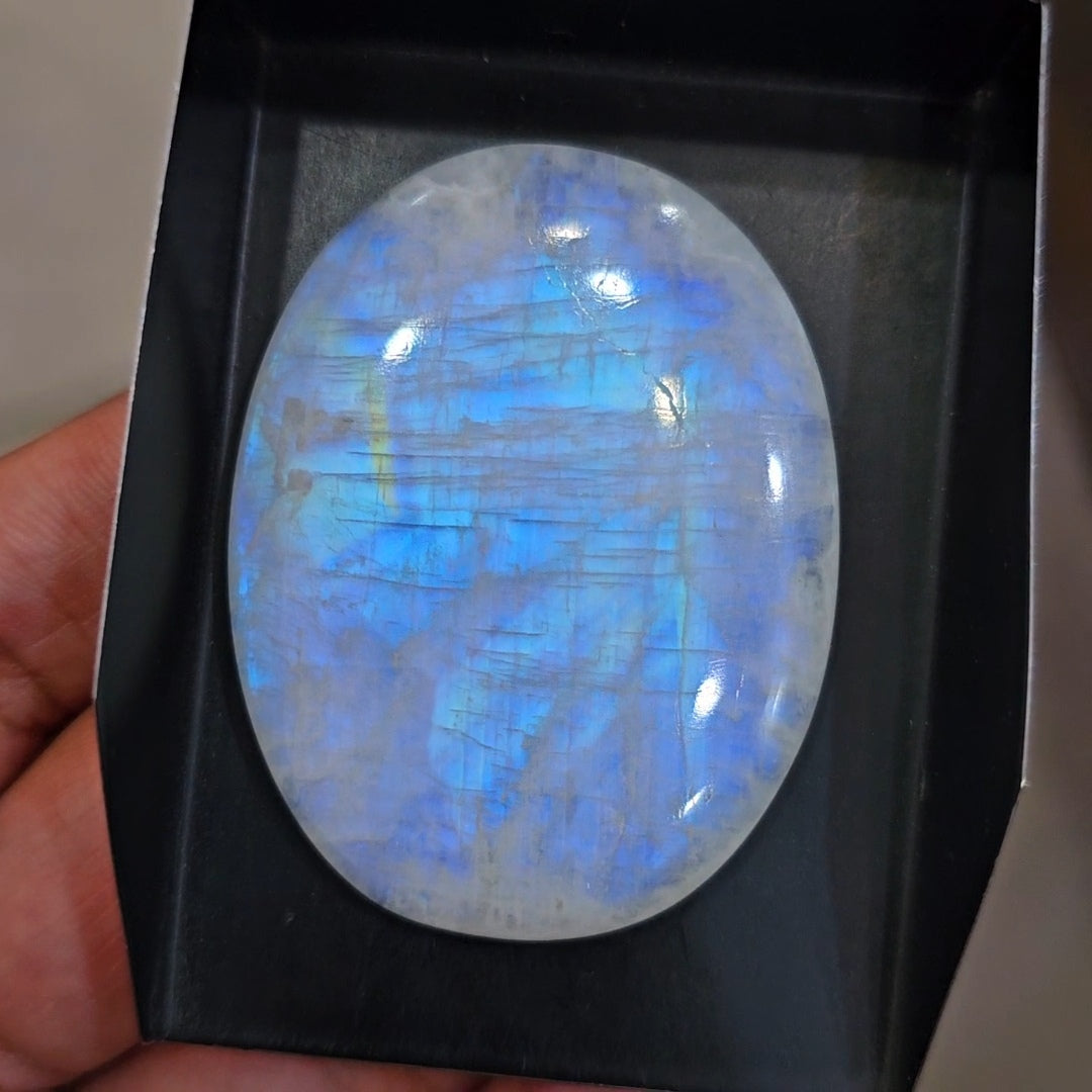 1 Pcs Natural Rainbow Moonstone Cabochons |41x53mm | Shape: Oval